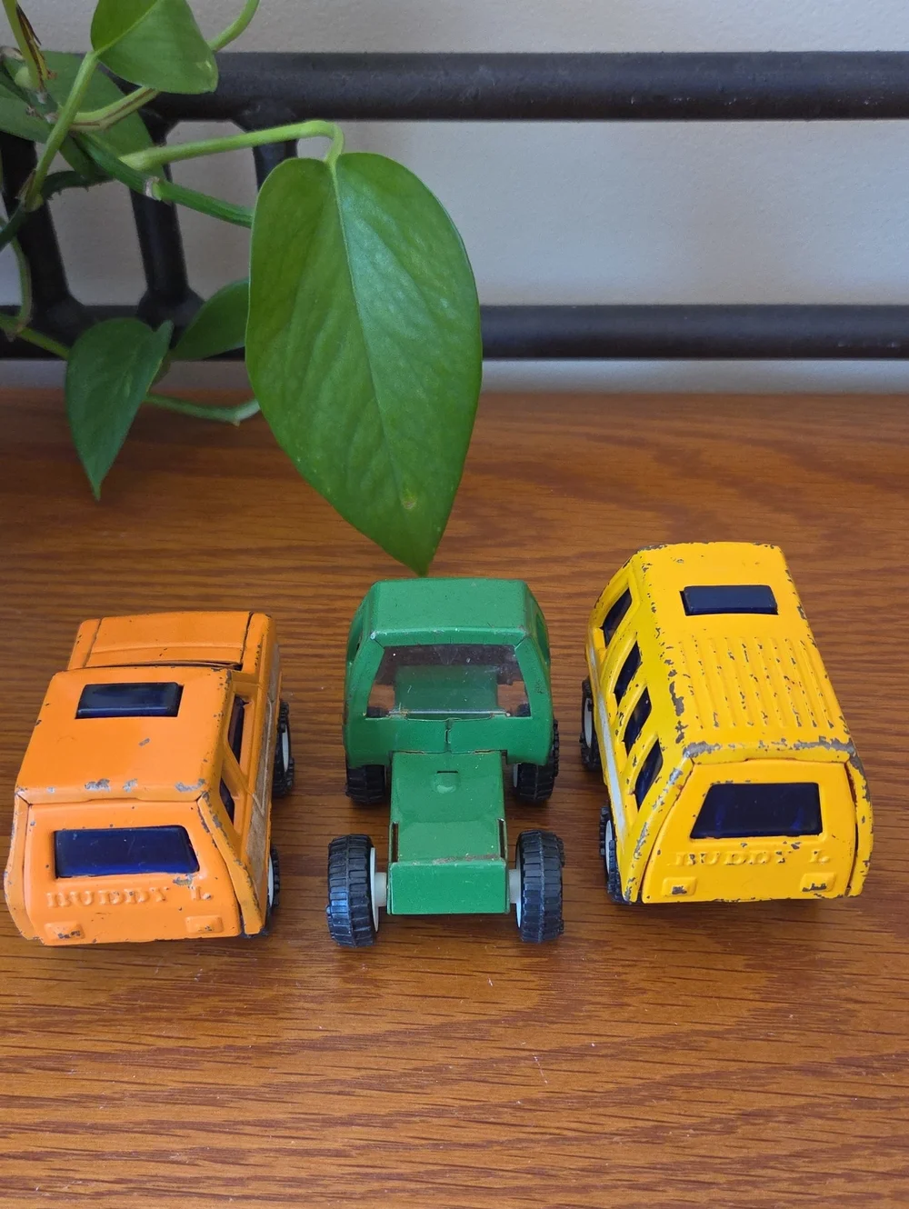 Vtg (3) Buddy L Mini Metal Vehicle Set - Yellow, Orange & Green